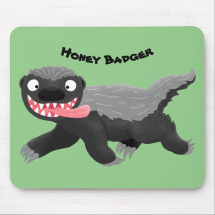 Funny hungry honey badger cartoon illustration mouse pad