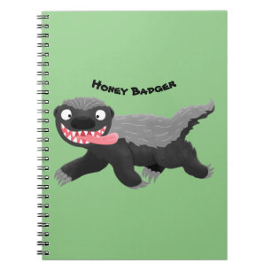 Funny hungry honey badger cartoon illustration notebook
