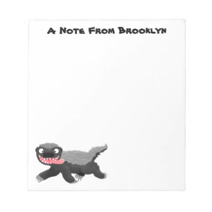 Funny hungry honey badger cartoon illustration notepad