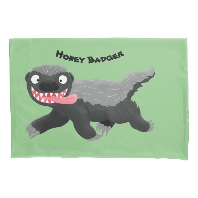 Funny hungry honey badger cartoon illustration pillowcase (Front)