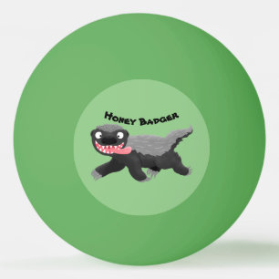 Funny hungry honey badger cartoon illustration ping pong ball
