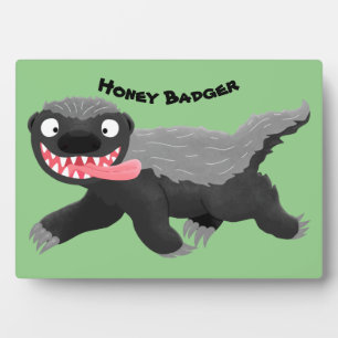 Funny hungry honey badger cartoon illustration  plaque