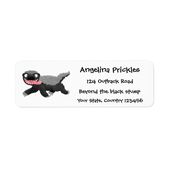 Funny hungry honey badger cartoon illustration return address label (Front)