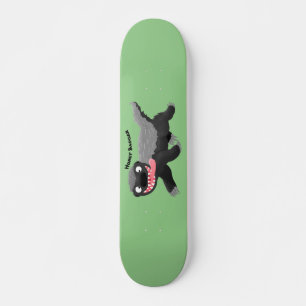 Funny hungry honey badger cartoon illustration skateboard