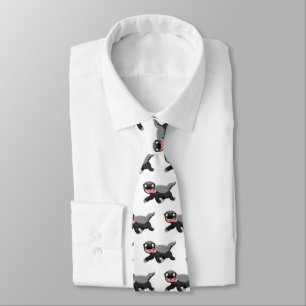 Funny hungry honey badger cartoon illustration tie