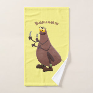 Funny hungry ugly flea cartoon bath towel set