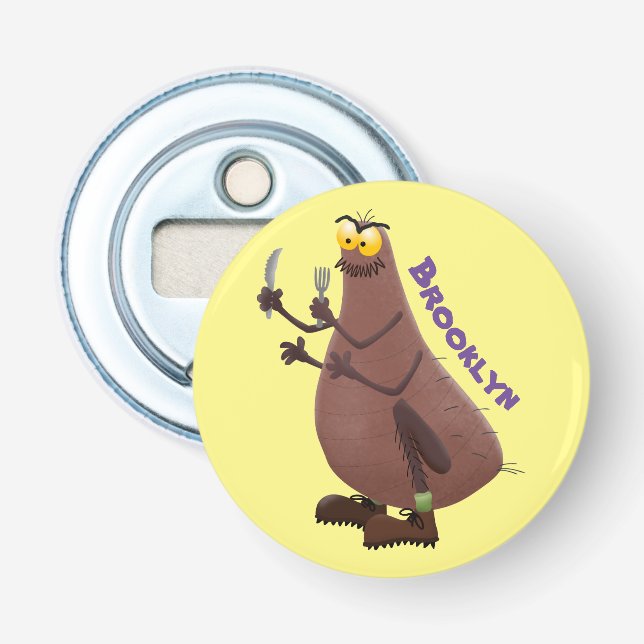 Funny hungry ugly flea cartoon bottle opener (Front)