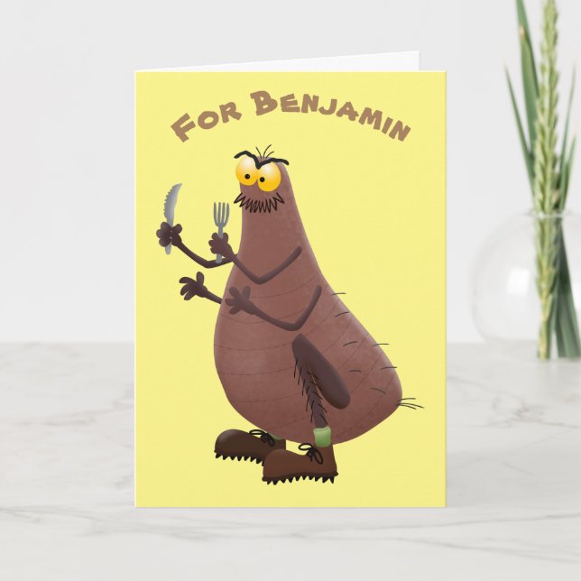 Funny hungry ugly flea cartoon card (Front)