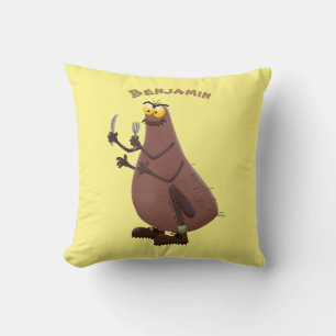 Funny hungry ugly flea cartoon cushion