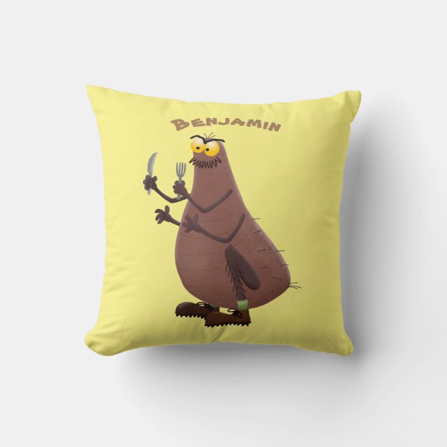 Funny hungry ugly flea cartoon cushion (Front)