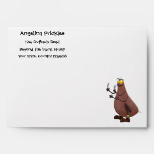 Funny hungry ugly flea cartoon envelope