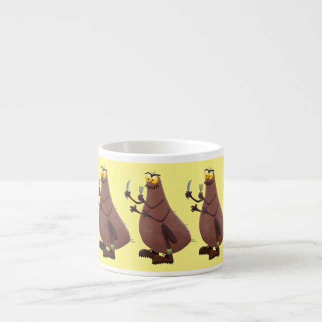Funny hungry ugly flea cartoon espresso cup (Front)
