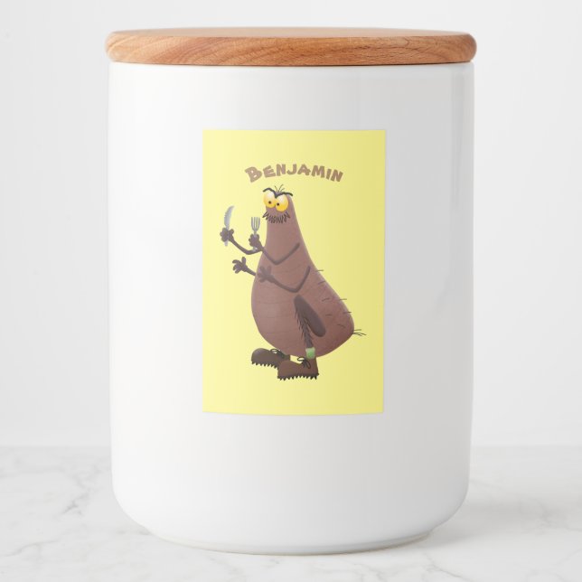 Funny hungry ugly flea cartoon food label (Front)