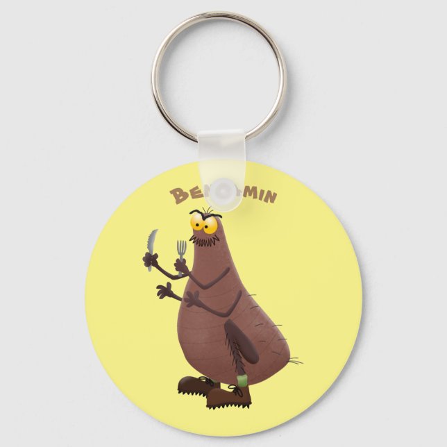 Funny hungry ugly flea cartoon key ring (Front)