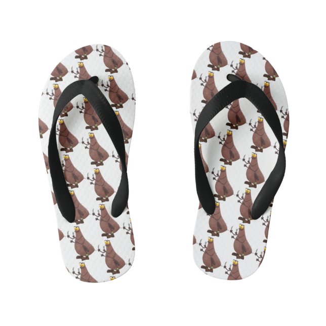 Funny hungry ugly flea cartoon kid's thongs (Footbed)