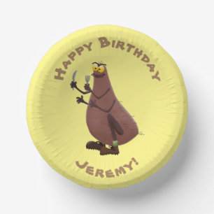 Funny hungry ugly flea cartoon paper plate