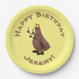 Funny hungry ugly flea cartoon paper plate