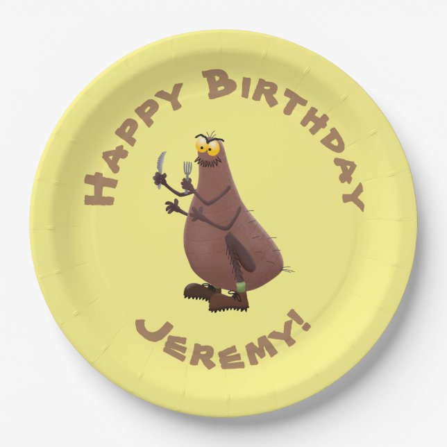 Funny hungry ugly flea cartoon paper plate (Front)