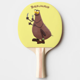Funny hungry ugly flea cartoon ping pong paddle