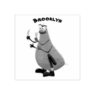 Funny hungry ugly flea cartoon rubber stamp