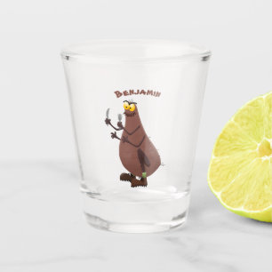 Funny hungry ugly flea cartoon shot glass