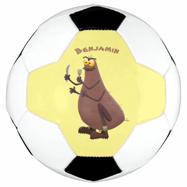 Funny hungry ugly flea cartoon soccer ball (Front)