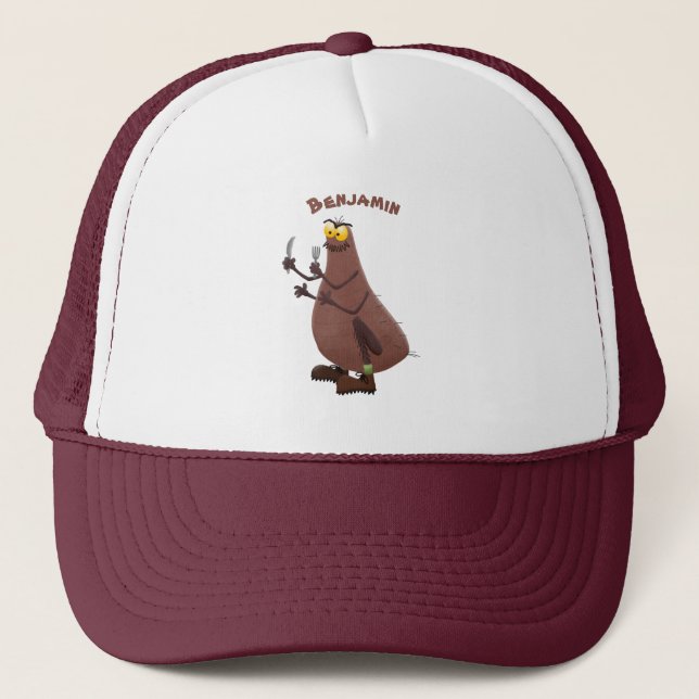 Funny hungry ugly flea cartoon trucker hat (Front)