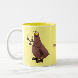 Funny hungry ugly flea cartoon Two-Tone coffee mug