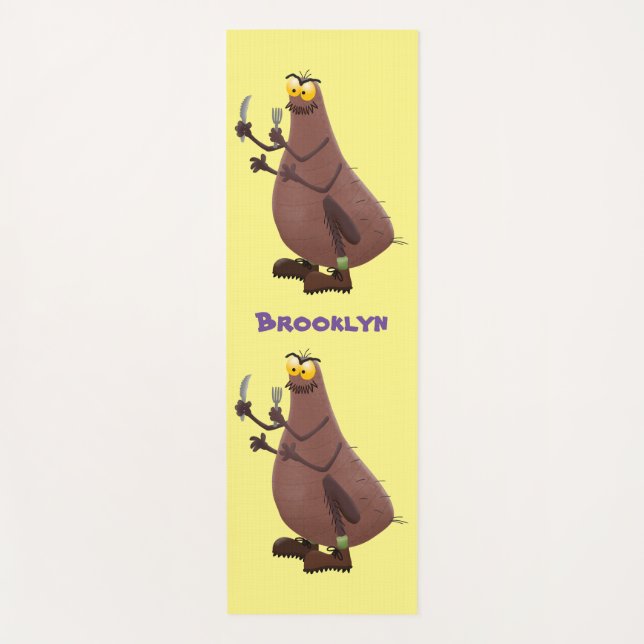 Funny hungry ugly flea cartoon yoga mat (Front)