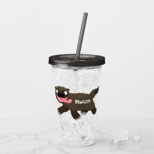 Funny hungry wolverine animal cartoon acrylic tumbler