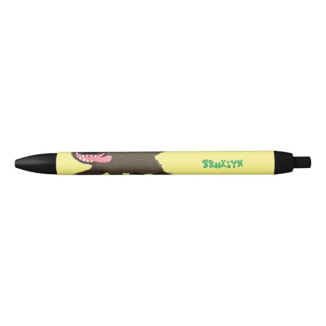 Funny hungry wolverine animal cartoon black ink pen (Front)
