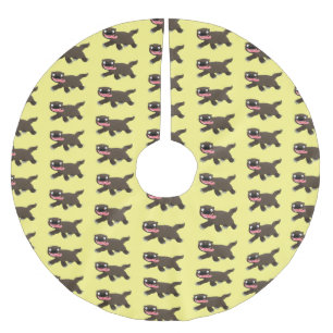 Funny hungry wolverine animal cartoon brushed polyester tree skirt