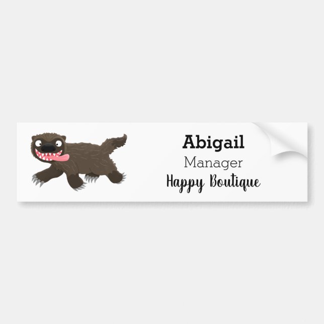 Funny hungry wolverine animal cartoon bumper sticker (Front)