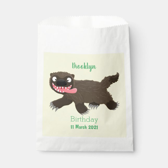 Funny hungry wolverine animal cartoon favour bag (Front)