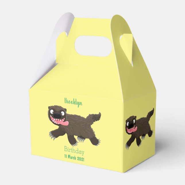 Funny hungry wolverine animal cartoon favour box (Front Side)