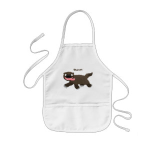 Funny hungry wolverine animal cartoon kids apron