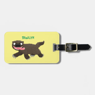 Funny hungry wolverine animal cartoon luggage tag