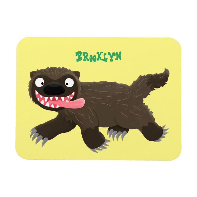Funny hungry wolverine animal cartoon magnet (Horizontal)