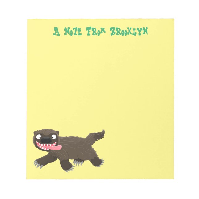 Funny hungry wolverine animal cartoon notepad (Front)