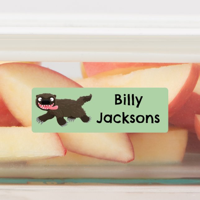 Funny hungry wolverine animal cartoon personalised (Affixed)