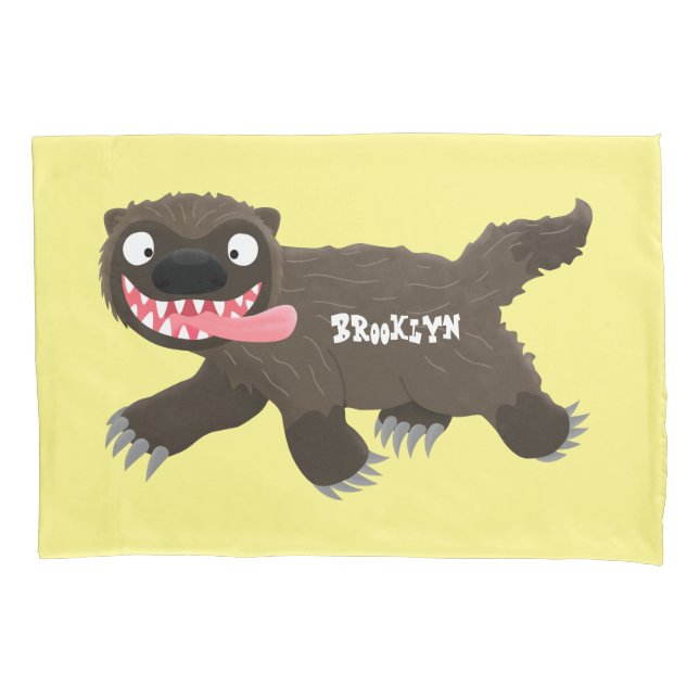 Funny hungry wolverine animal cartoon pillowcase (Front)