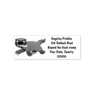 Funny hungry wolverine animal cartoon self-inking stamp
