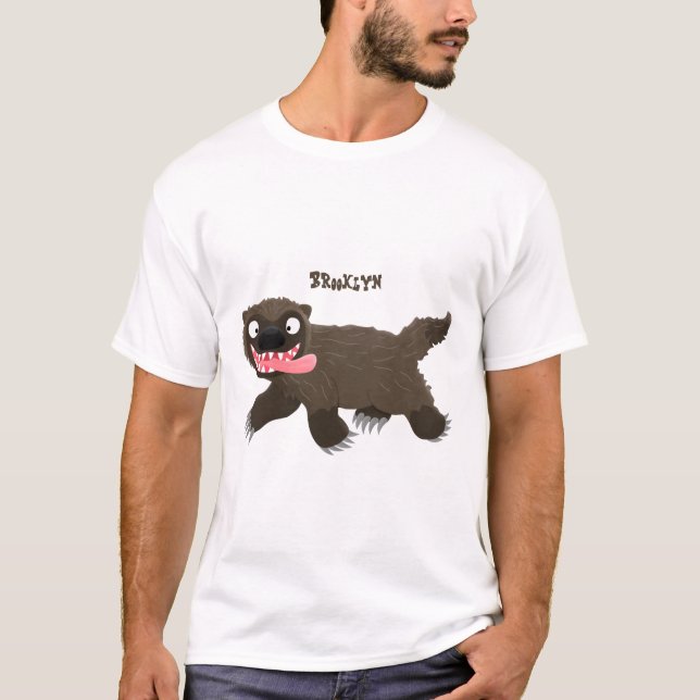 Funny hungry wolverine animal cartoon T-Shirt (Front)