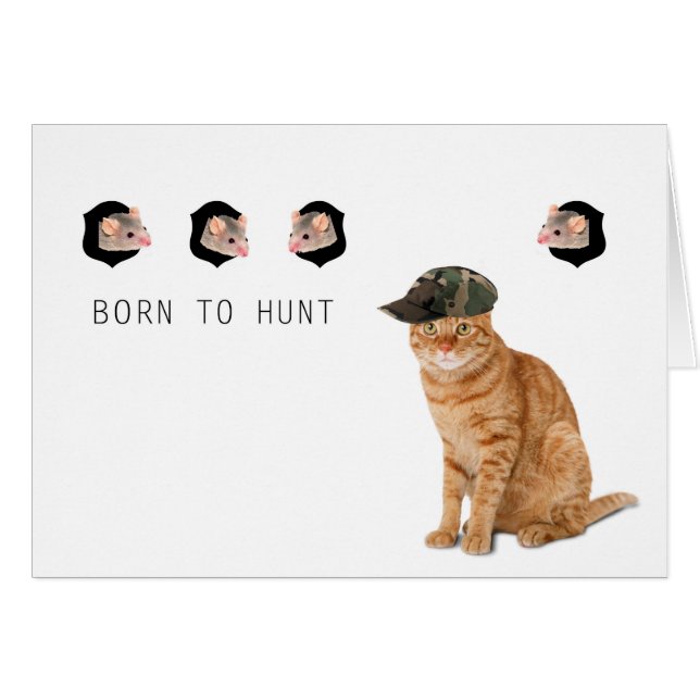 Funny Hunter Cat Card (Front Horizontal)