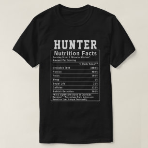 Funny Hunter Nutrition Facts Wildlife Enthusiast T-Shirt