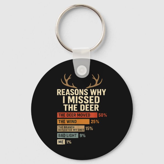 Funny Hunter Reasons Why I Missed The Deer Hunting Key Ring (Front)