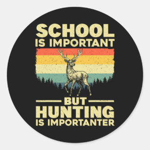 Funny Hunting Art For Boys Men Deer Hunter Wildlif Classic Round Sticker