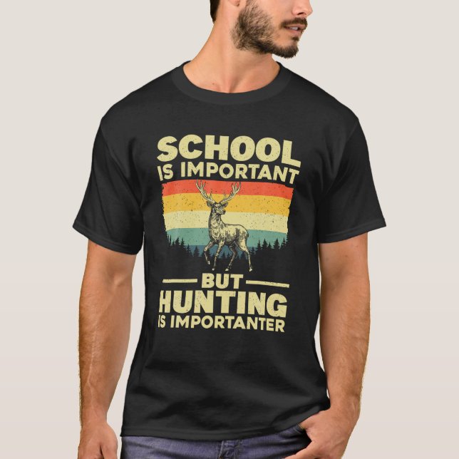 Funny Hunting Art For Boys Men Deer Hunter Wildlif T-Shirt (Front)