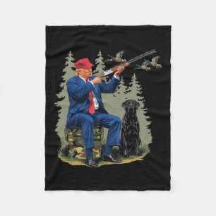 Funny Hunting Duck Trump Camo Hunting Hello Huntin Fleece Blanket