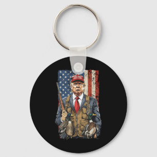 Funny Hunting Duck Trump Camo Hunting Hello Key Ring